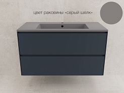 Style Line Тумба с кварцевой раковиной серый шелк Лима 100 Plus подвесная эмаль графит матовая – фотография-2